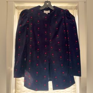 NWT Something Navy Velvet Rose Suit